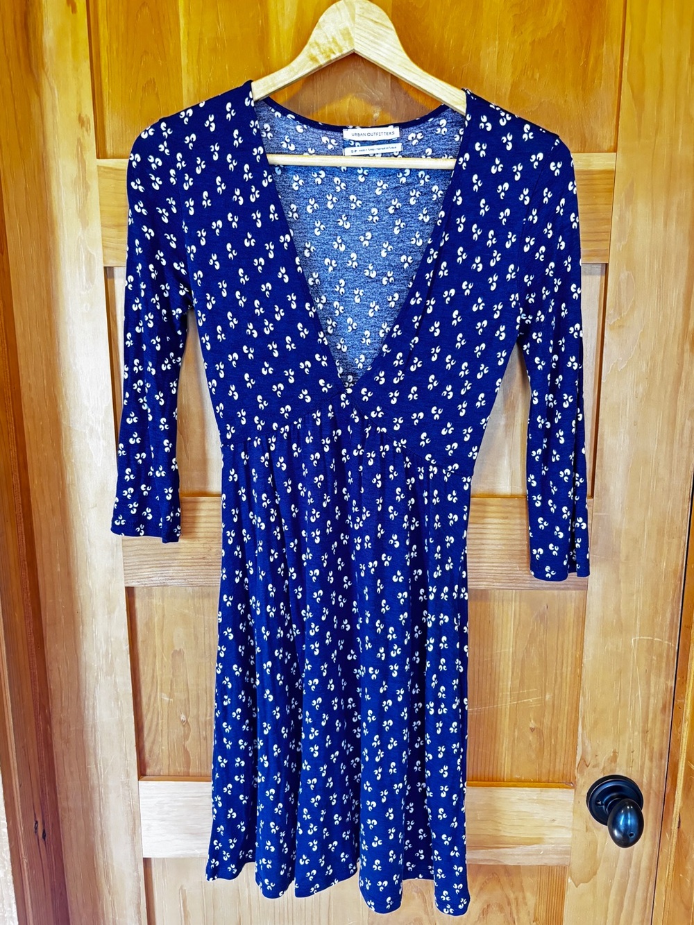 Urban Outfitters Mercer Plunge Mini Dress Blue Boho Festival Whimsy Viscose S